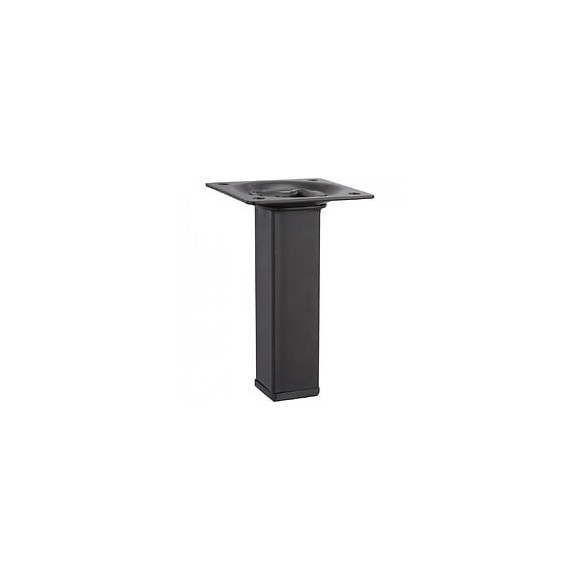Pied De Meuble Carré Fixe Acier Époxy Noir, 10 Cm