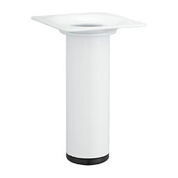 Pied De Meuble Cylindrique Fixe Acier Époxy Blanc, 10 Cm