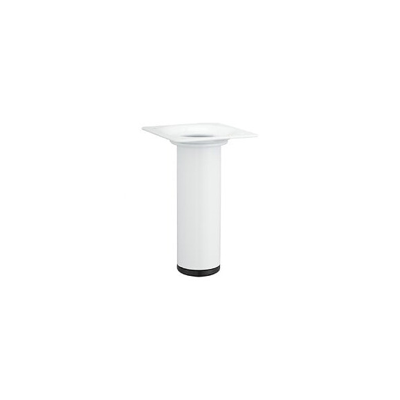 Pied De Meuble Cylindrique Fixe Acier Époxy Blanc, 10 Cm