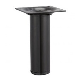 Pied De Meuble Cylindrique Fixe Acier Époxy Noir, 10 Cm