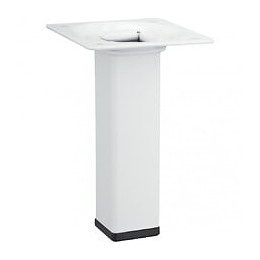 Pied De Meuble Carré Fixe Acier Époxy Blanc, 10 Cm