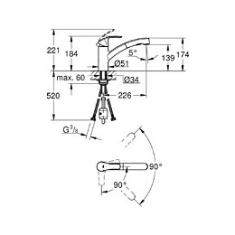 Mitigeur Evier Bec Bas Eurosmart Avec Douchette Extractible