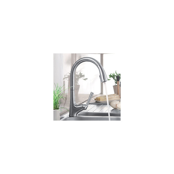 Mitigeur Évier Douchette Extractible Forte Inox Brossé