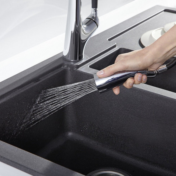 Mitigeur Évier Douchette Extractible Forte Inox Brossé