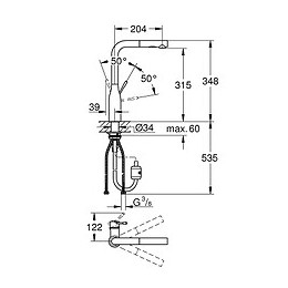 Mitigeur Evier Taille L Bec Douchette Essence