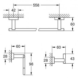 Set D Accessoires Eessentials Cube, 40777001, Chrome