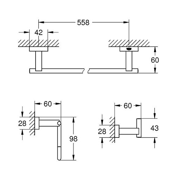 Set D Accessoires Eessentials Cube, 40777001, Chrome