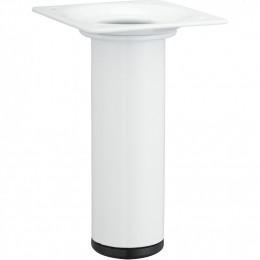 Pied De Meuble Cylindrique Fixe Acier Époxy Blanc, 10 Cm