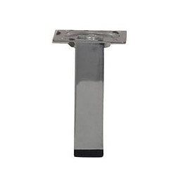 Pied De Meuble Carré Fixe Acier Chromé Gris, 10 Cm