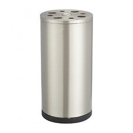 Pied De Meuble Cylindrique Fixe Acier Brossé Gris, 10 Cm
