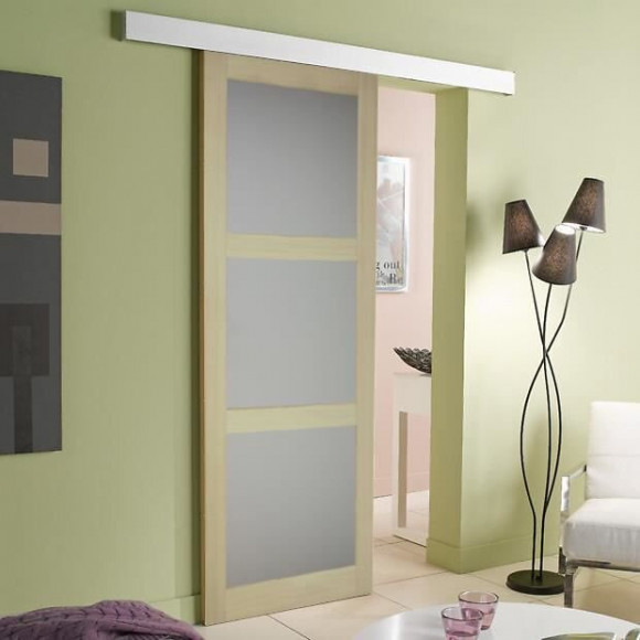 Promo - Porte Coulissante 3 Miroirs Placage Paulownia Largeur 83  Envoye Depuis La France