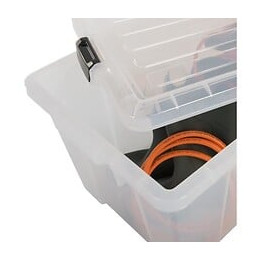 Iris Ohyama Lot De 3 Boites De Rangement Avec Fermeture Clic - Power Box - Sk-210  - Transparent - 21 L - 46 X 29, 7 X 25, 7 Cm