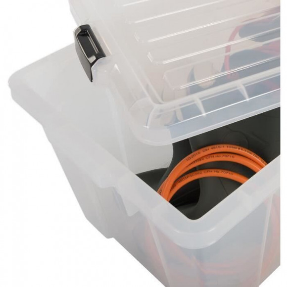 Iris Ohyama Lot De 3 Boites De Rangement Avec Fermeture Clic - Power Box - Sk-210  - Transparent - 21 L - 46 X 29, 7 X 25, 7 Cm