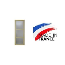 Porte Coulissante 3 Carreaux Placage Ayous Largeur 73   Fabrique Et Envoye Depuis La France