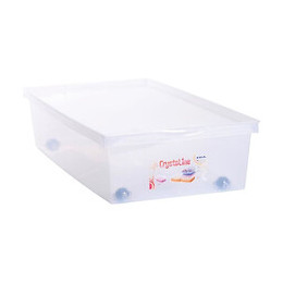 Eda Plastique Coffre De Rangement Dessous De Lit 33 L Avec Roulettes - Naturel - 72,7 X 39,5 X 17 Cm