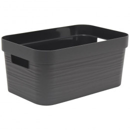 Eda Plastique Boite De Rangement - 6 L - Decor Stone - Dimensions : 29,2 X 18,8 X 13,2 Cm - Gris Anthracite