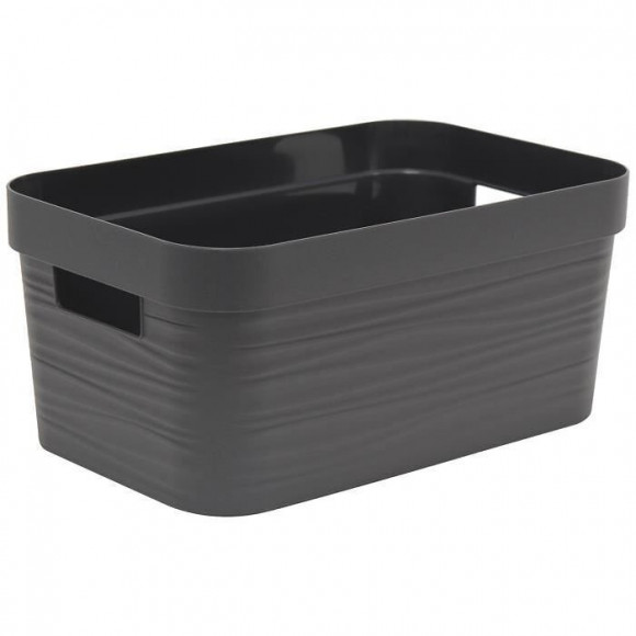 Eda Plastique Boite De Rangement - 6 L - Decor Stone - Dimensions : 29,2 X 18,8 X 13,2 Cm - Gris Anthracite