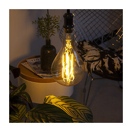 Ampoule Led Déco Goutte Giant (xxl) Au Verre Ambré, Culot E27, 8w Cons. (60w Eq.), 800 Lumens, Lumière Blanc Chaud