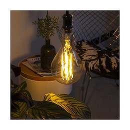 Ampoule Led Déco Goutte Giant (xxl) Au Verre Ambré, Culot E27, 8w Cons. (60w Eq.), 800 Lumens, Lumière Blanc Chaud