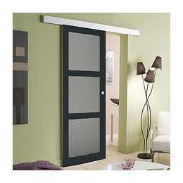 Porte Coulissante En Enrobe Gris Anthracite Modele 'blakeria' Largeur 83 + Rail Alu + Coq
