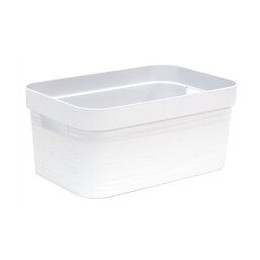 Eda Plastique Boite De Rangement - 6 L - Decor Stone - Dimensions : 29,2 X 18,8 X 13,2 Cm - Blanc Ceruse