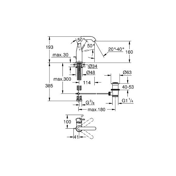 Mitigeur Monocommande Lavabo Taille M Essence, Chrome
