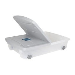 Eda Plastique Coffre De Rangement Dessous De Lit 50 L Avec Roulettes - Gris Et Bleu - 77,5 X 59 X 16,5 Cm