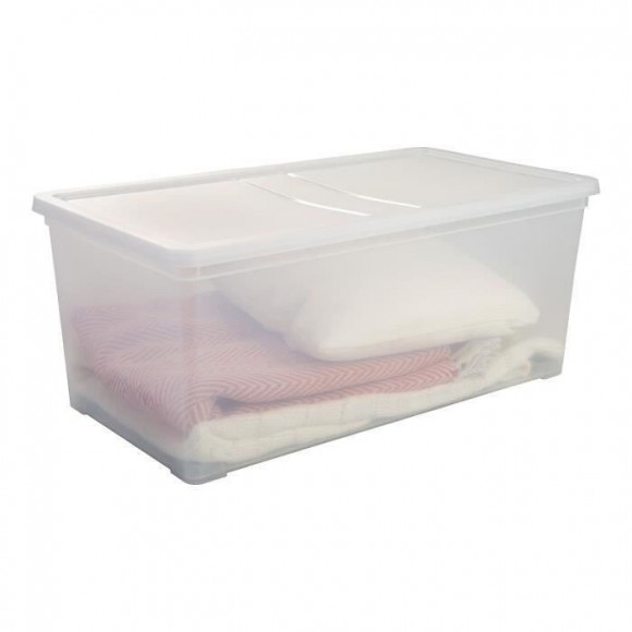 Iris Ohyama Set De 3 Boites De Rangement Avec Couvercle Sur Roulettes Ncbr-70 - 3x 70 L - L71.5 X L39 X H30.5 Cm - Transparent