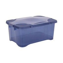 Eda Plastique Boite De Rangement Clipbox 30 L - Bleu Couvercle Avec Charniere - 54 X 36 X 24,5 Cm