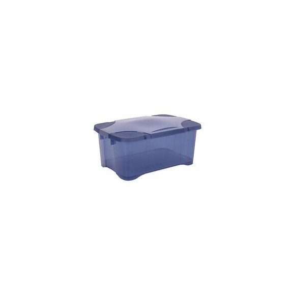 Eda Plastique Boite De Rangement Clipbox 30 L - Bleu Couvercle Avec Charniere - 54 X 36 X 24,5 Cm