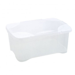 Eda Plastique Boite De Rangement Clipbox 30 L - Naturel Couvercle Avec Charniere - 54 X 36 X 24,5 Cm