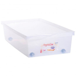 Eda Plastique Coffre De Rangement Dessous De Lit 33 L Avec Roulettes - Naturel - 72,7 X 39,5 X 17 Cm