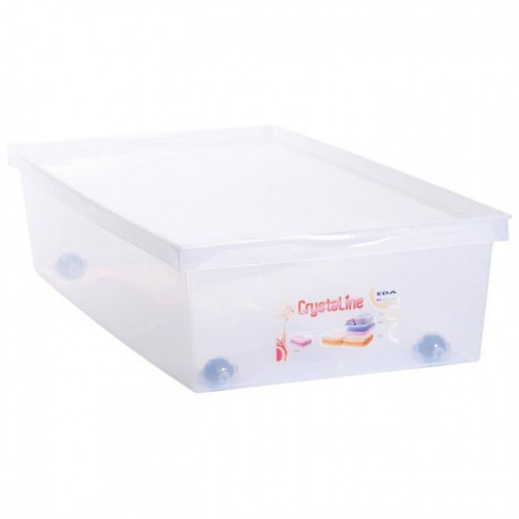 Eda Plastique Coffre De Rangement Dessous De Lit 33 L Avec Roulettes - Naturel - 72,7 X 39,5 X 17 Cm