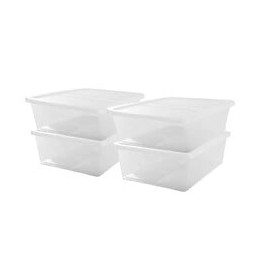 Iris Ohyama Set De 4 Boites De Rangement Avec Couvercle Ncb-28 - 4x 28 L - L54 X L39.5 X H17 Cm - Transparent