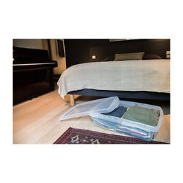 Eda Plastique Coffre De Rangement Dessous De Lit 40 L Avec Roulettes - Naturel - 68 X 48 X 17,5 Cm