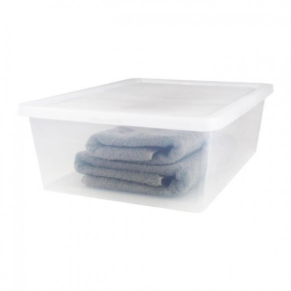 Iris Ohyama Set De 4 Boites De Rangement Avec Couvercle Ncb-28 - 4x 28 L - L54 X L39.5 X H17 Cm - Transparent