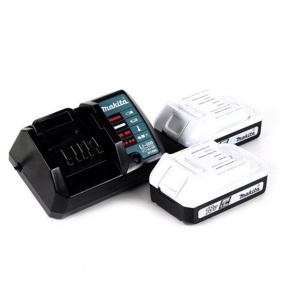 Makita Hp 457 Dwe Perceuse-visseuse À Percussion Sans Fil 18 V G-serie + 2x Batteries 1,5 Ah + Chargeur + 74 Pièces D'accesso