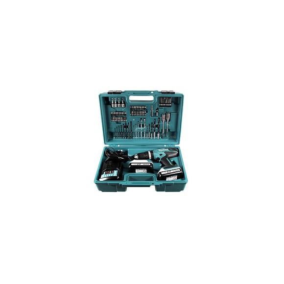 Makita Hp 457 Dwe Perceuse-visseuse À Percussion Sans Fil 18 V G-serie + 2x Batteries 1,5 Ah + Chargeur + 74 Pièces D'accesso