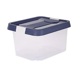 Eda Plastique Boite De Rangement Clippy 30 L - Naturel Avec Couvercle Bleu Et Poignees Blanc Ceruse - 45,3 X 37,4 X 26,4 Cm