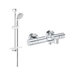 Ensemble De Bain Mitigeur Grohtherm Avec Douchette + Barre De Douche + Porte Savon Tempesta