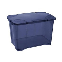Eda Plastique Boite De Rangement Clipbox 60 L Avec Roulette - Bleu Couvercle Avec Charniere - 60 X 40 X 40,7 Cm