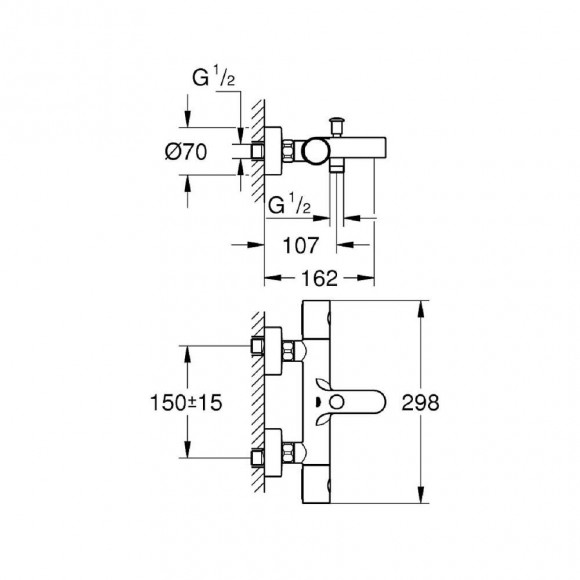 Ensemble De Bain Mitigeur Grohtherm Avec Douchette + Barre De Douche + Porte Savon Tempesta