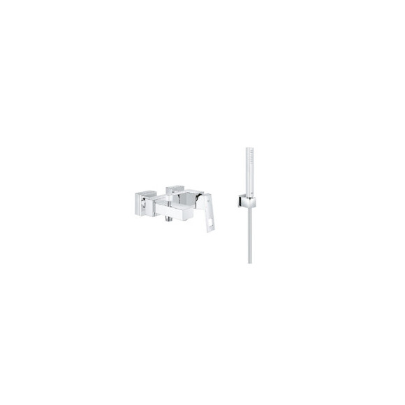 Pack Mitigeur Bain Douche Mécanique Mural 2 Trous Eurocube Chrome Complet