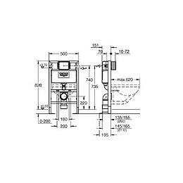 Bâti Support Pour Wc Hauteur Réduite Rapid Sl, 0.82 M + Plaque De Commande, Blanc
