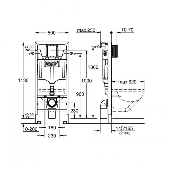 Bâti-support Pour Wc Rapid Sl - Pour Mur Porteur, Blanc