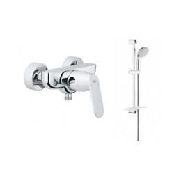 Pack Mitigeur Douche Mécanique Mural 2 Trous Eurosmart Chrome Complet