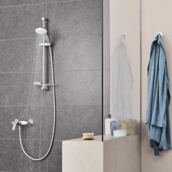 Mitigeur Eurosmart Avec Douchette + Barre De Douche + Porte Savon Tempesta