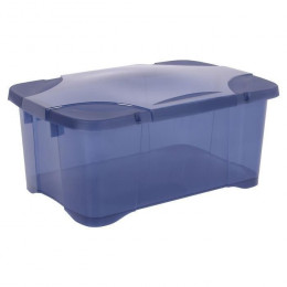 Eda Plastique Boite De Rangement Clipbox 30 L - Bleu Couvercle Avec Charniere - 54 X 36 X 24,5 Cm