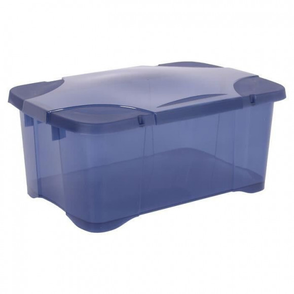 Eda Plastique Boite De Rangement Clipbox 30 L - Bleu Couvercle Avec Charniere - 54 X 36 X 24,5 Cm