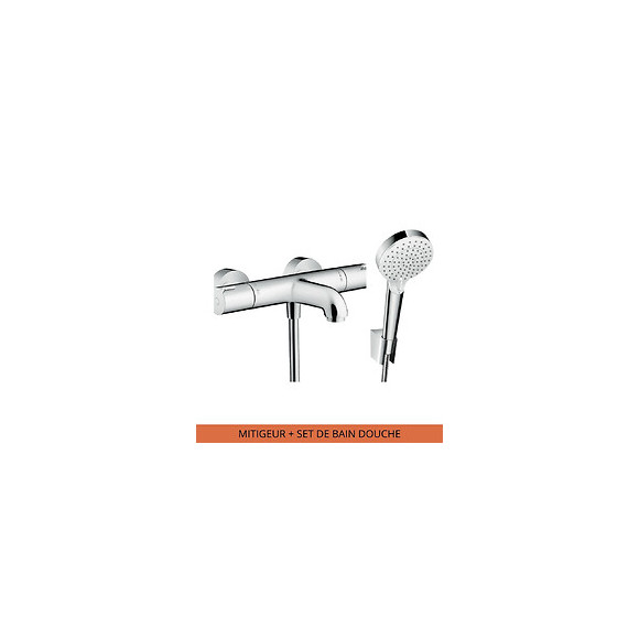 Hansgrohe Pack Mitigeur Bain Douche Thermostatique Mural 2 Trous 1001 Chrome Complet
